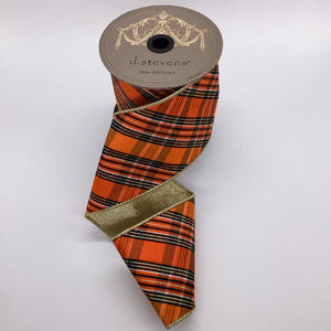 1" | 4" x 10yd Dupioni Salem Plaid Bias Cut Ribbon
