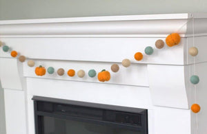 Felt Pumpkin Garland for Fall & Halloween | Orange Teal Tan