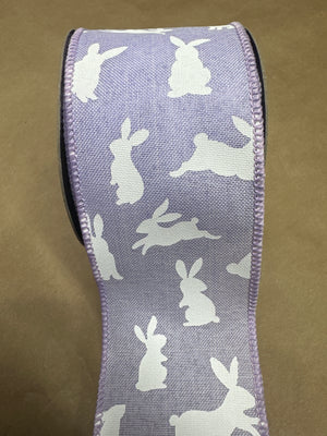 2.5" Lavender | Easter Bunny | Linen Ribbon- 10 Yards