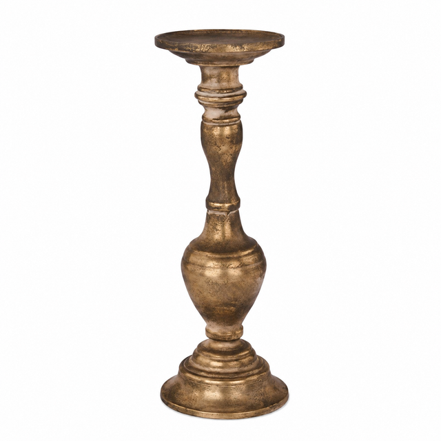14.75" Antique Gold Tin Candle Holder