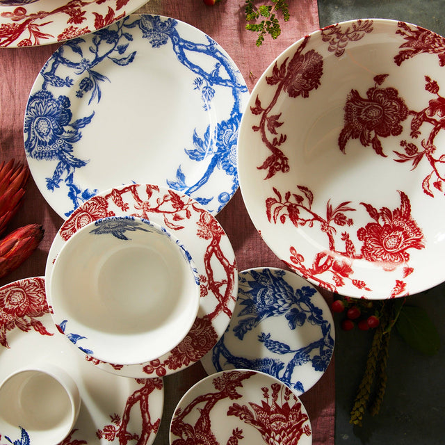 10.75" Blue & White Arcadia Rimmed Dinner Plate