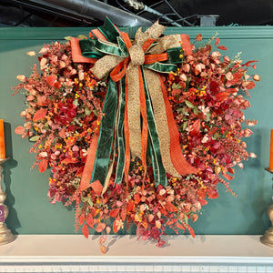 42H" × 36W" Autumn Orchard Custom Fall Wreath with Bow