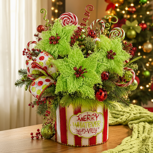 11" Furry Feather Fabric Poinsettia