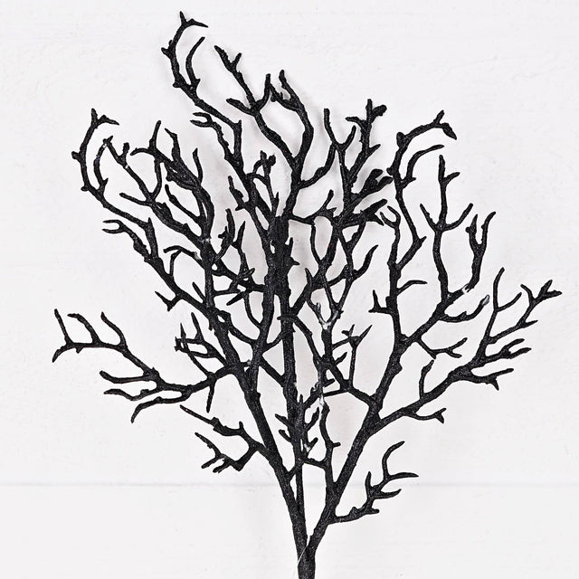 19" Black Glittered Wispy Twigs Stem