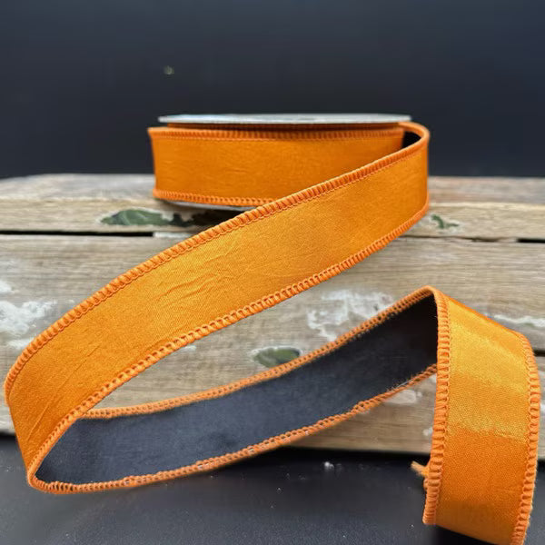 1" x 10 YDS Orange & Black Double-Sided Taffeta Ribbon