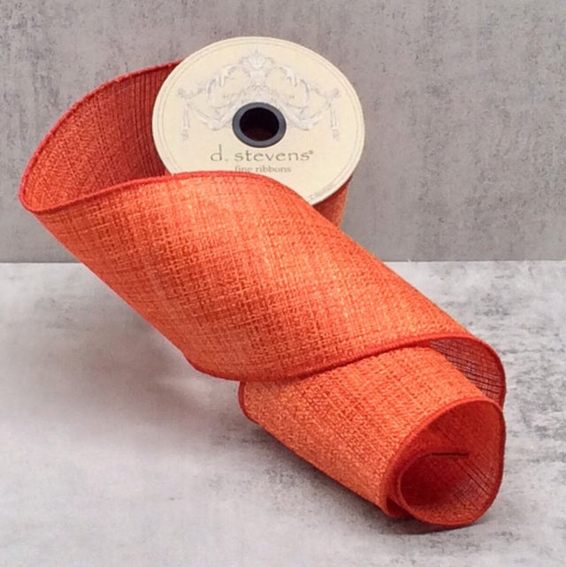 4" x 10yds Coarse Linen Ribbon | Persimmon