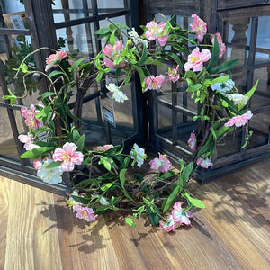 21" Coral and Cream Primula Wreath