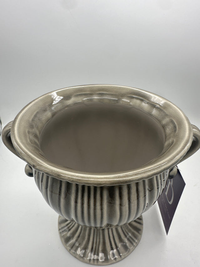 6" Gray Ceramic Art Deco Style Urn