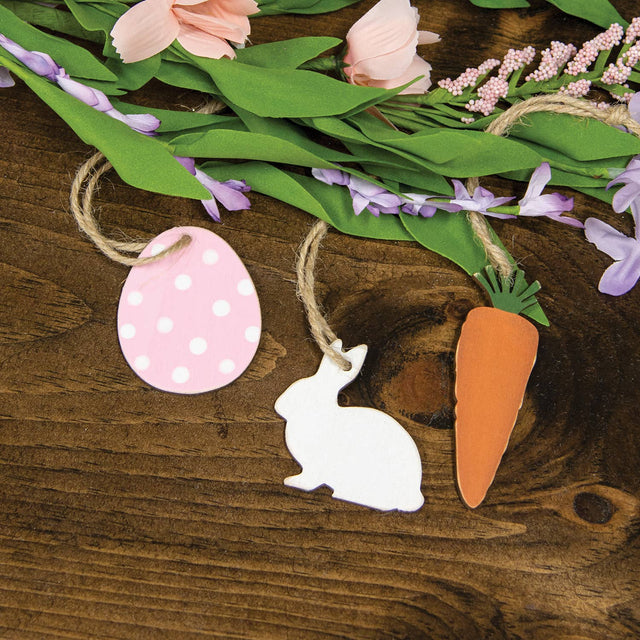 3/Set, Carrot, Bunny, Easter Egg Wooden Ornaments