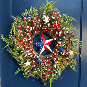 "Americana Stars & Stripes" Designer Floral Wreath 23"