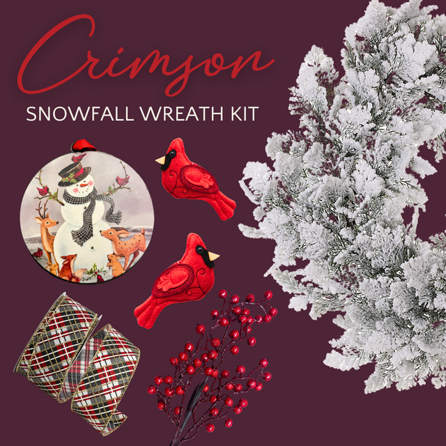 24” Crimson Snowfall Winter Wreath Kit