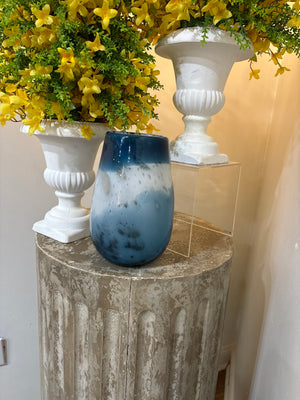 9” Blue Art Glass Vase