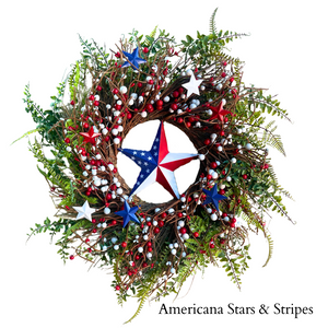 "Americana Stars & Stripes" Designer Floral Wreath 23"