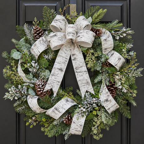 Birch Print Wired Edge Christmas Ribbon, additional view
