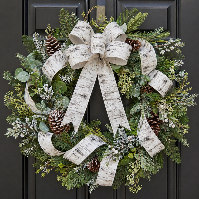 2.5" x 10 Yd Birch Print Wired Edge Christmas Ribbon
