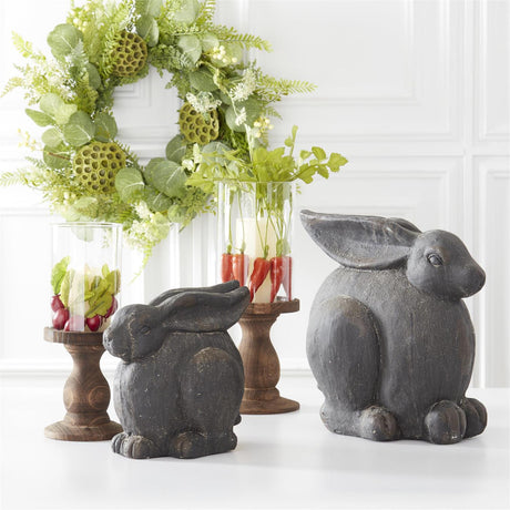 Set of 2 Glass Cylinder Candleholders with Wood Pedestals, additional view