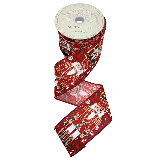 2.5" x 10 Yards Burgundy Nutcracker Linen Ribbon