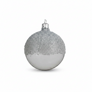 3" Winter White Microbeaded Glass Bauble