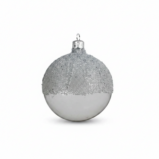 3" Winter White Microbeaded Glass Bauble