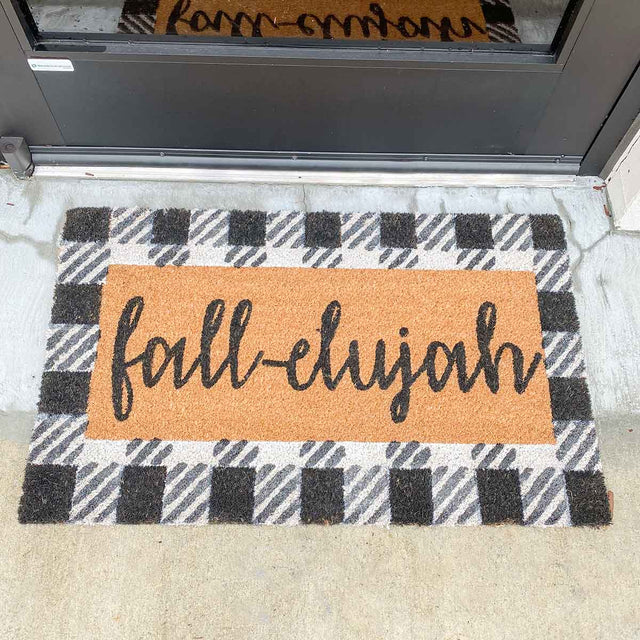 30"x18" Fall-elujah Coir Doormat | Black & White