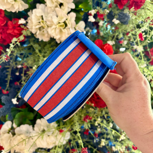2.5"x10YDS Heartland Stripe Patriotic Wired Ribbon