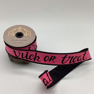 1.5" x 5 YDS Black Felt Trick or Treat Ribbon | Available in Hot Pink or Purple