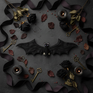 15" Black Felt Flying Bat Clip