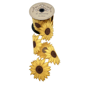 Sunflower ribbon with a spool labeled 'd. stevens' on a white background