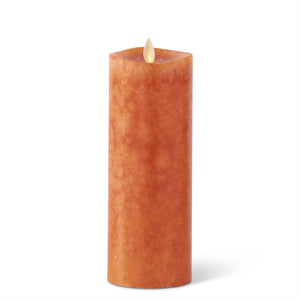8.5" Orange Wax Indoor Pillar Candle with Remote