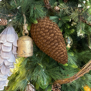 12" Brown Flocked Pine Cone Ornament