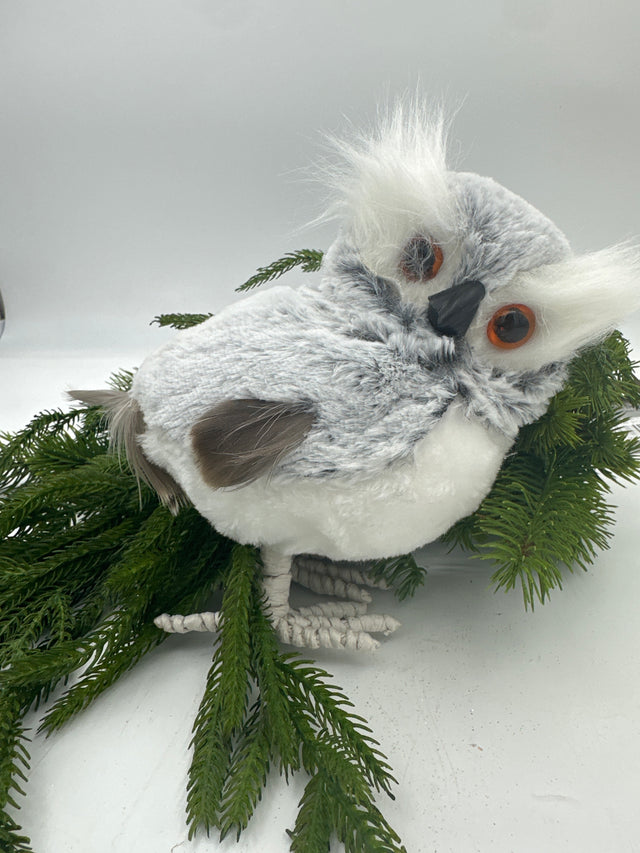 6.5" Fur Owl Figure with Feather Wings
