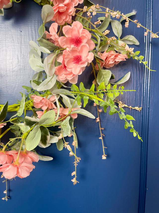 22" Apricot Blossom Designer Wreath