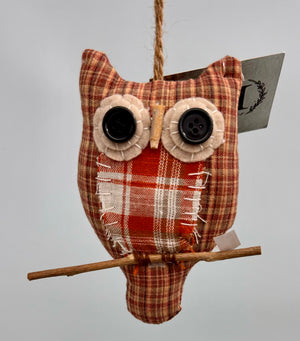 5.5" Plaid Owl Ornament | Set of 3
