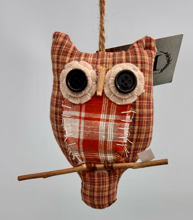 5.5" Plaid Owl Ornament | Set of 3