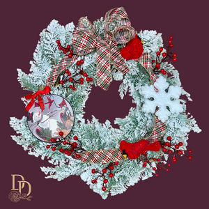 24” Crimson Snowfall Winter Wreath Kit
