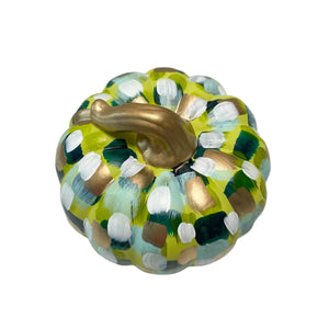 5" Squatty Green Abstract Pumpkin