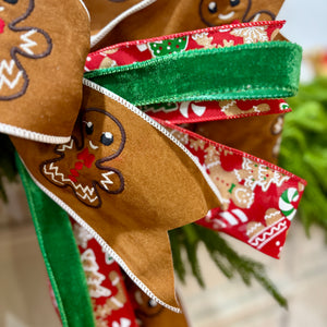 20" Gingerbread Christmas Bow | Handtied Designer Bow