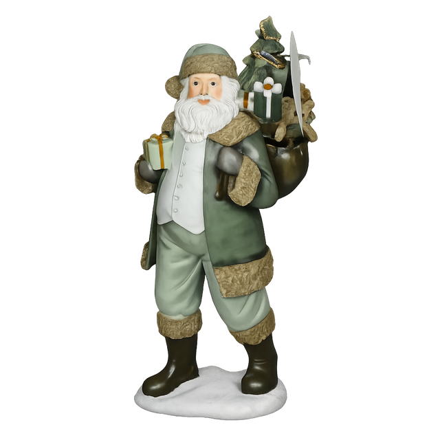 14.5" Resin Santa with Gift Bag