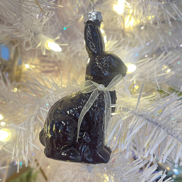 4" Glass Chocolate or White Chocolate Bunny Ornament Box/3