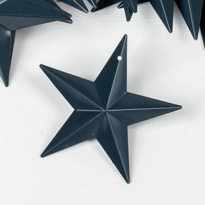3-1/2" Navy Blue Dimensional Mini Metal Barn Stars Set/12