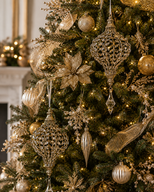14" Jeweled Drop Ornament with Champagne Glitter