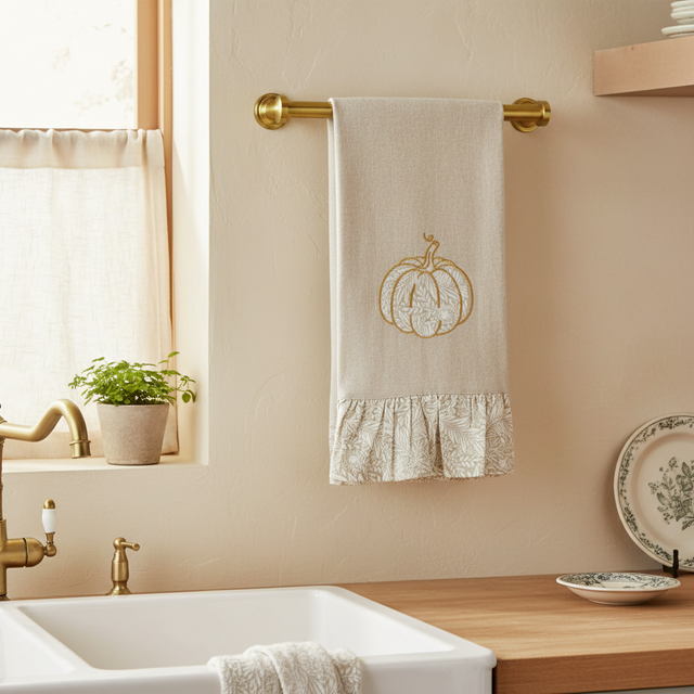 Dutton Neutral Pumpkin Ruffle Towel 20"x28"