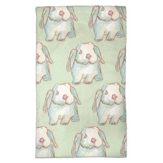 Watercolor Bunnies Tea Towel
