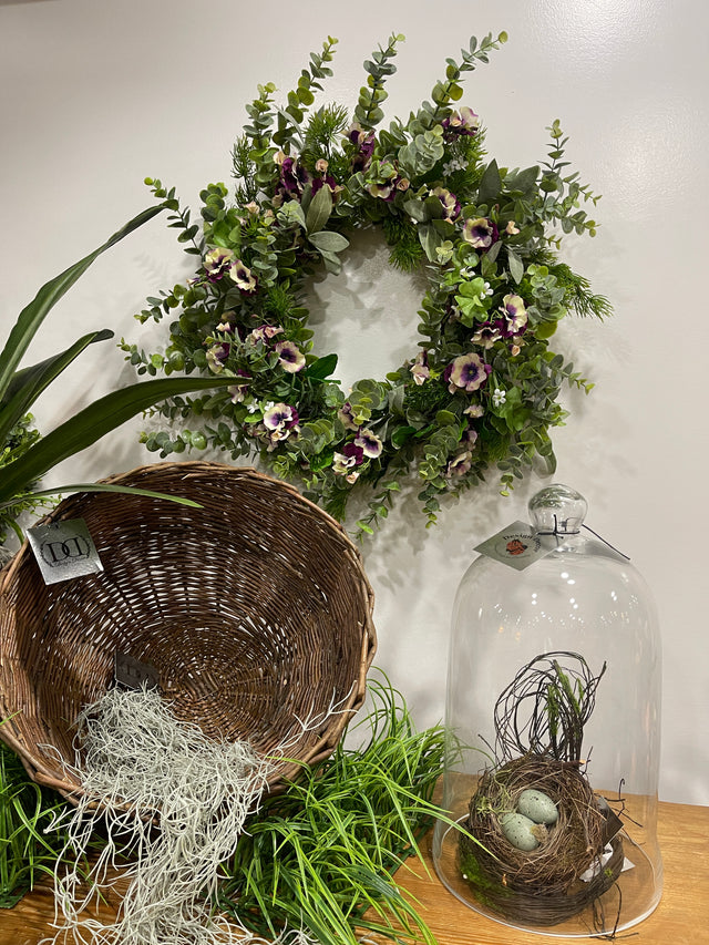 24" Perky Pansies Designer Faux Floral Wreath