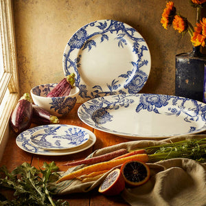 10.75" Blue & White Arcadia Rimmed Dinner Plate