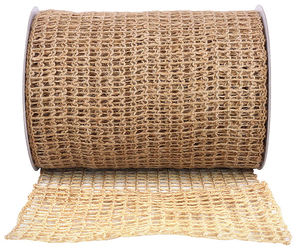 6" x 10 YDS Natural Square Net Jute Nestle Ribbon