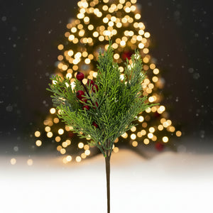 14.5" Red Berries Cedar Spray
