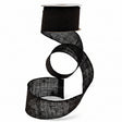 Black mesh ribbon on a white spool against a gray background