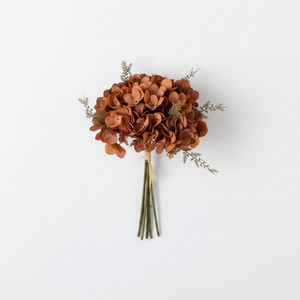 12.5" Hydrangea Bouquet | Burgundy, Brown, and Orange