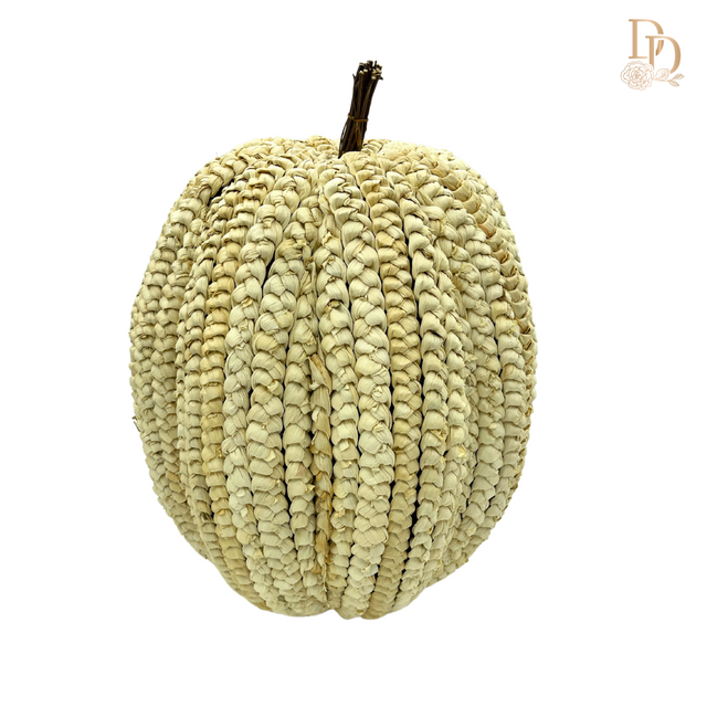 19.5" Cream Basket Weave Pumpkin